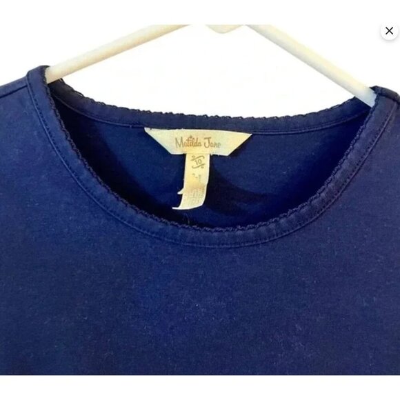 Matilda Jane Navy Blue Long-Sleeve Girls Dress With Ruffled Hem & Waist Size 10 - Picture 3 of 5